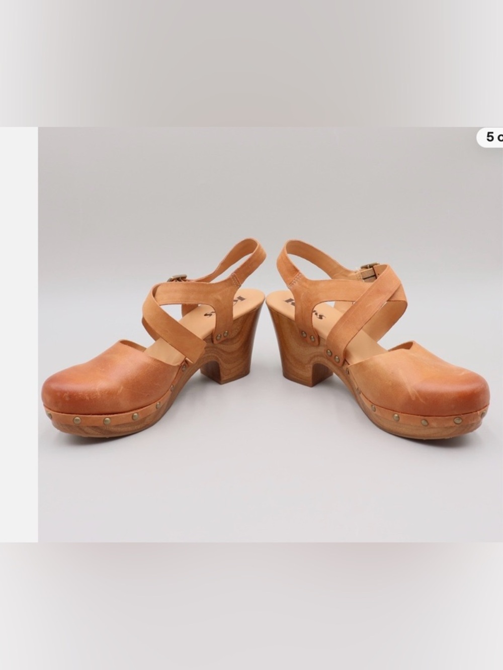 KORKS 'Abloom' Women's
Platform Slingback Leather Riveted
Clog: Size 9.5 - Picture 3 of 16
